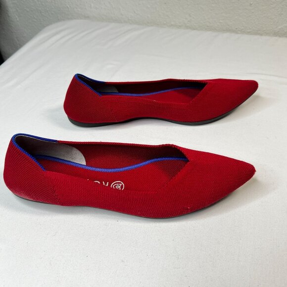 Rothys The Point Flats Ballet Slip On Woven Casual Shoe Red 10 Comfort Slip Ons - Picture 6 of 16